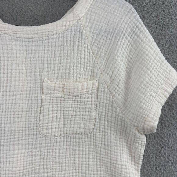 Madewell Cream Gauze Short-Sleeve Pocket Top - Picture 7 of 11